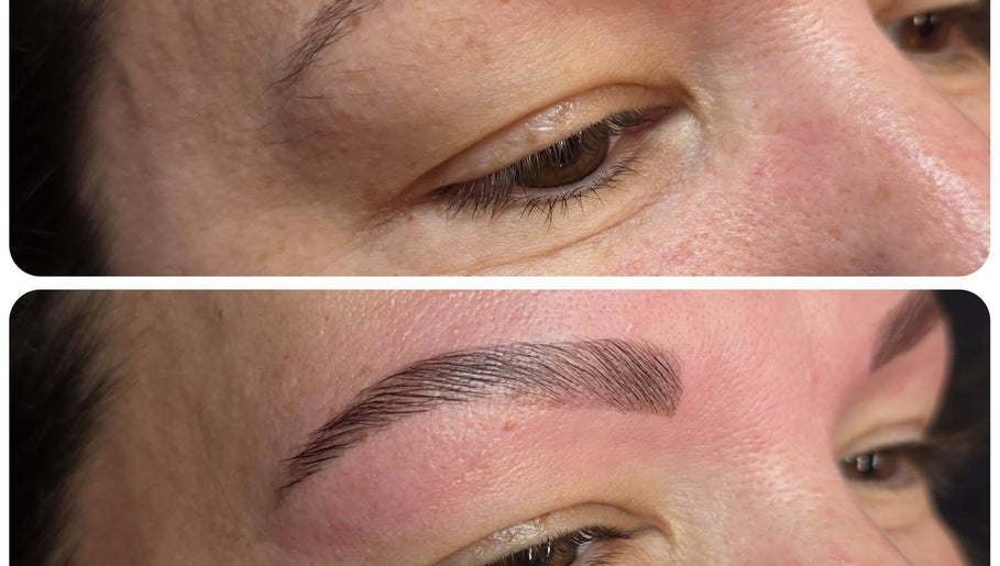 Before and after eyebrow transformation at KB Brows & Beauty, Rhyl, Wales, GB. Perfectly shaped and defined.