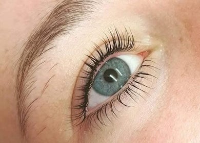 Close-up of expertly styled lashes at KB Brows & Beauty, Rhyl, Wales, GB. Perfect for enhancing eye beauty.