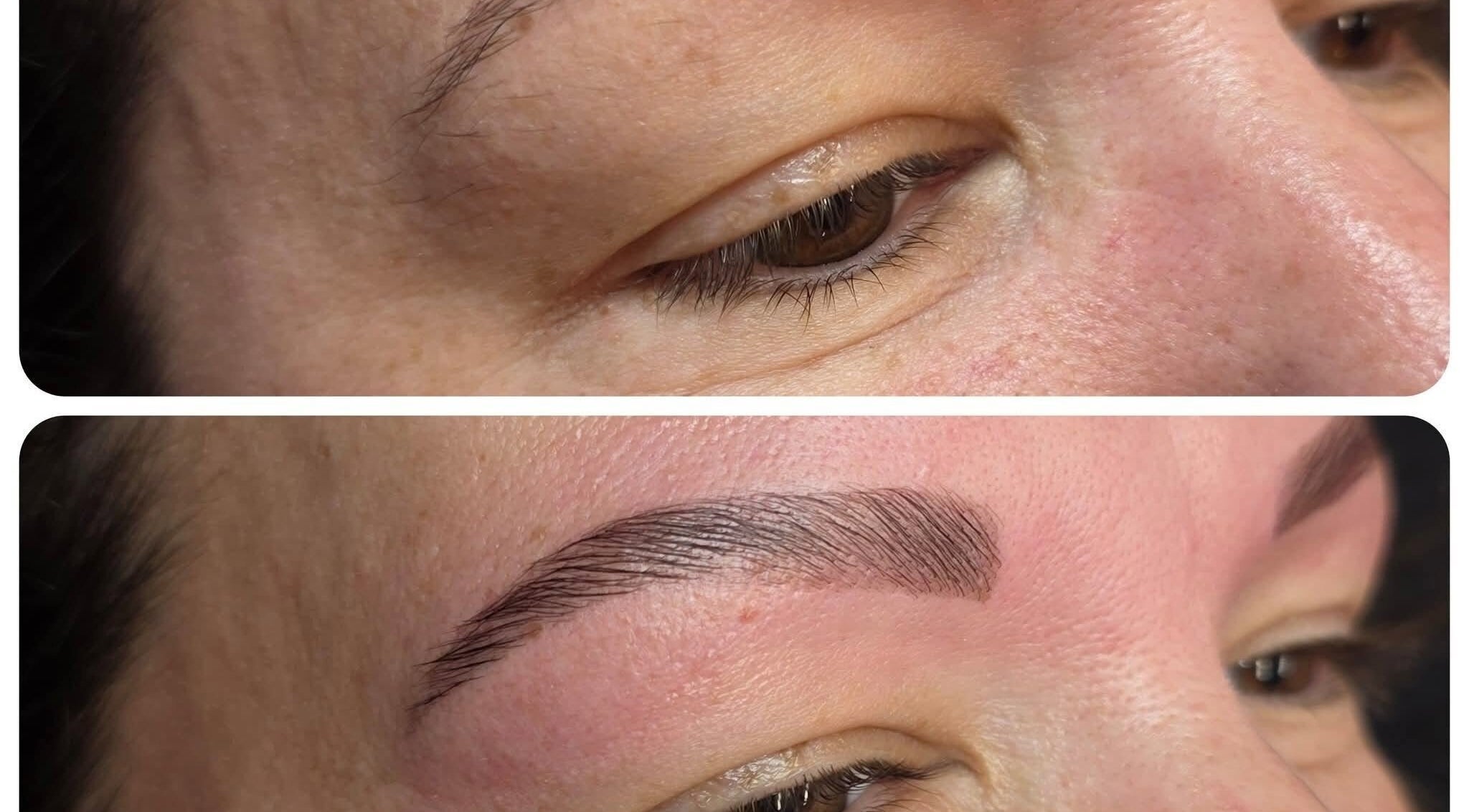 Before and after brow enhancement at KB Brows & Beauty, Rhyl, Wales, GB.