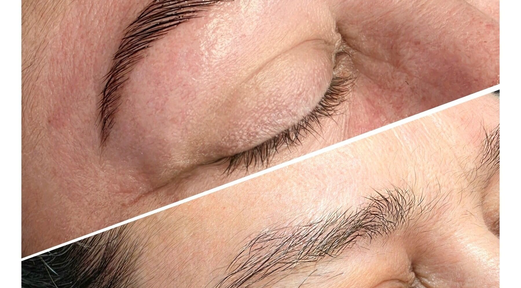 Before and after brow enhancement at KB Brows & Beauty, Rhyl, Wales, GB.