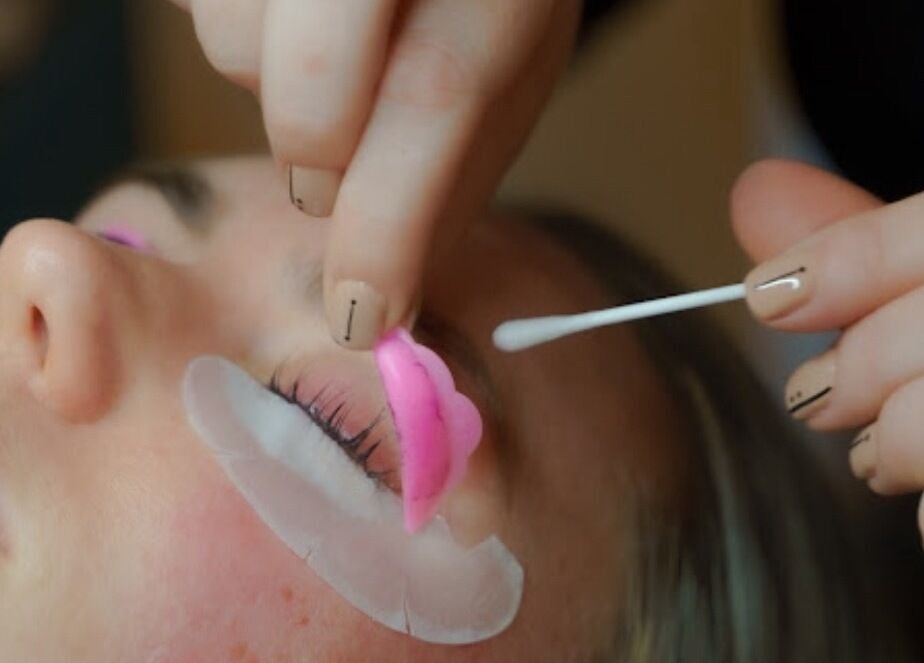 Eyelash lift service at Kanti Studio, Colwick, England, GB, highlighting precision in beauty care.