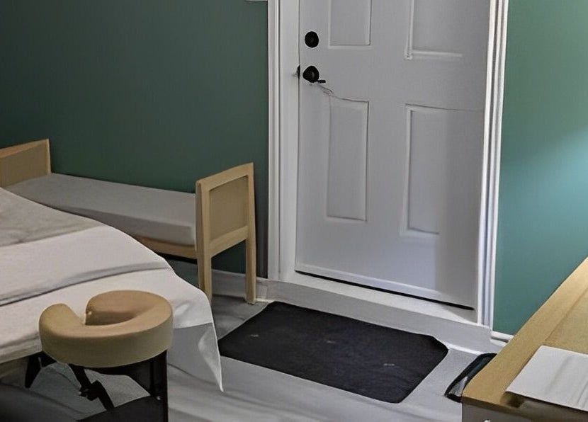 Massage room at Shawna Stemmler RMT, Kitchener, Ontario, CA with a comfortable massage table.