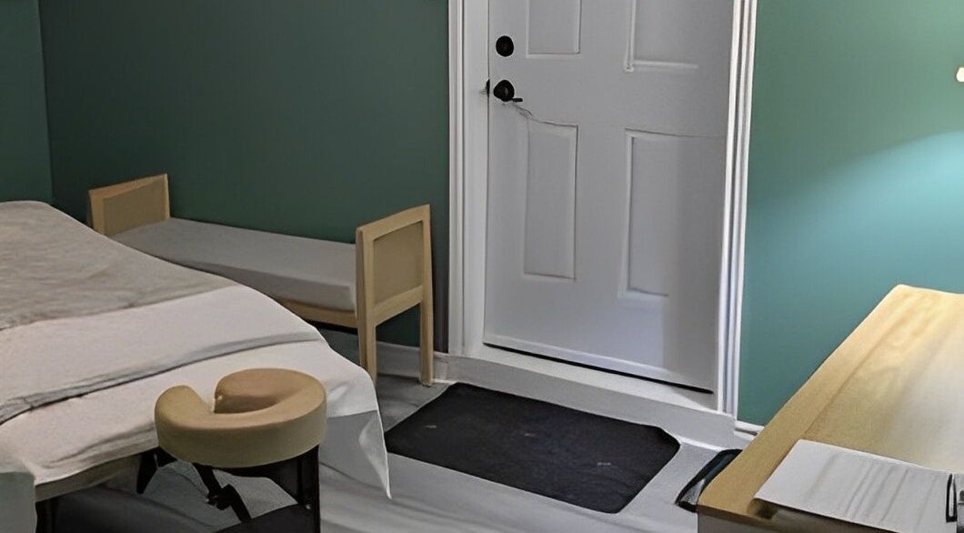 Massage room at Shawna Stemmler RMT, Kitchener, Ontario, CA with a comfortable massage table.
