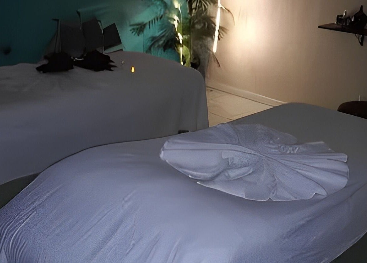 Peaceful massage room with two beds at Driftwood Spa West End, Tortola British Virgin Island, Tortola, VG.