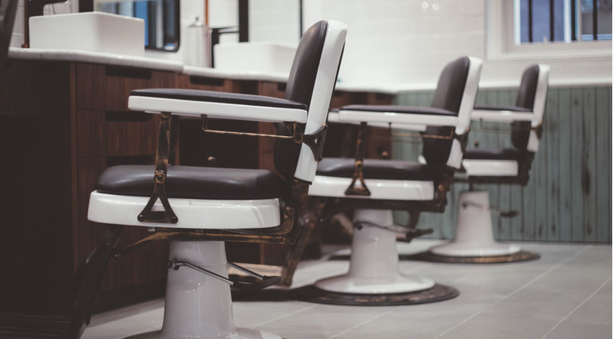 Classic barber chair at Alpha Barbers - Flinders Lane, Melbourne, Victoria, AU.