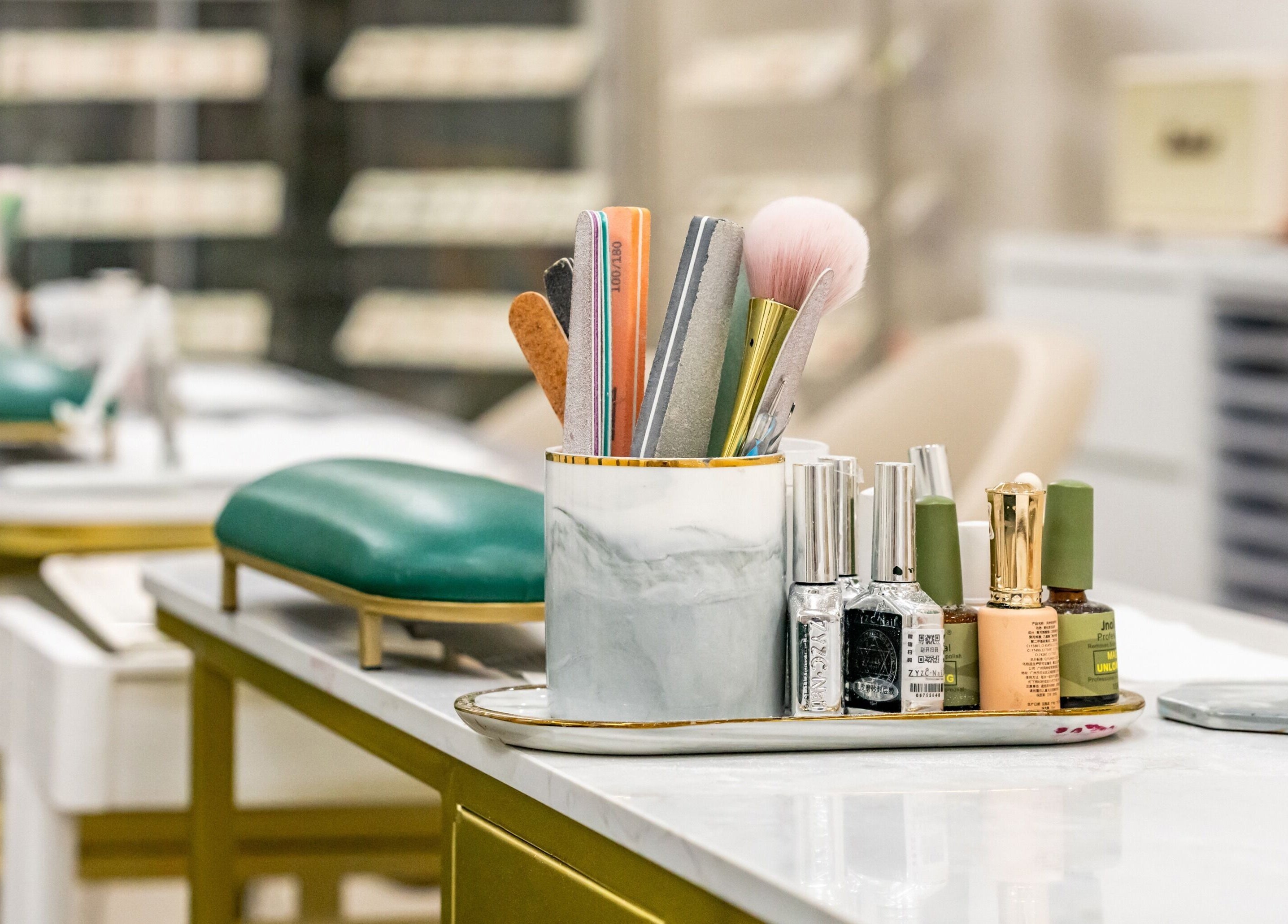 Nail salon tools at Supretty美学馆, Haymarket, New South Wales, AU, showcasing a well-organized workspace.