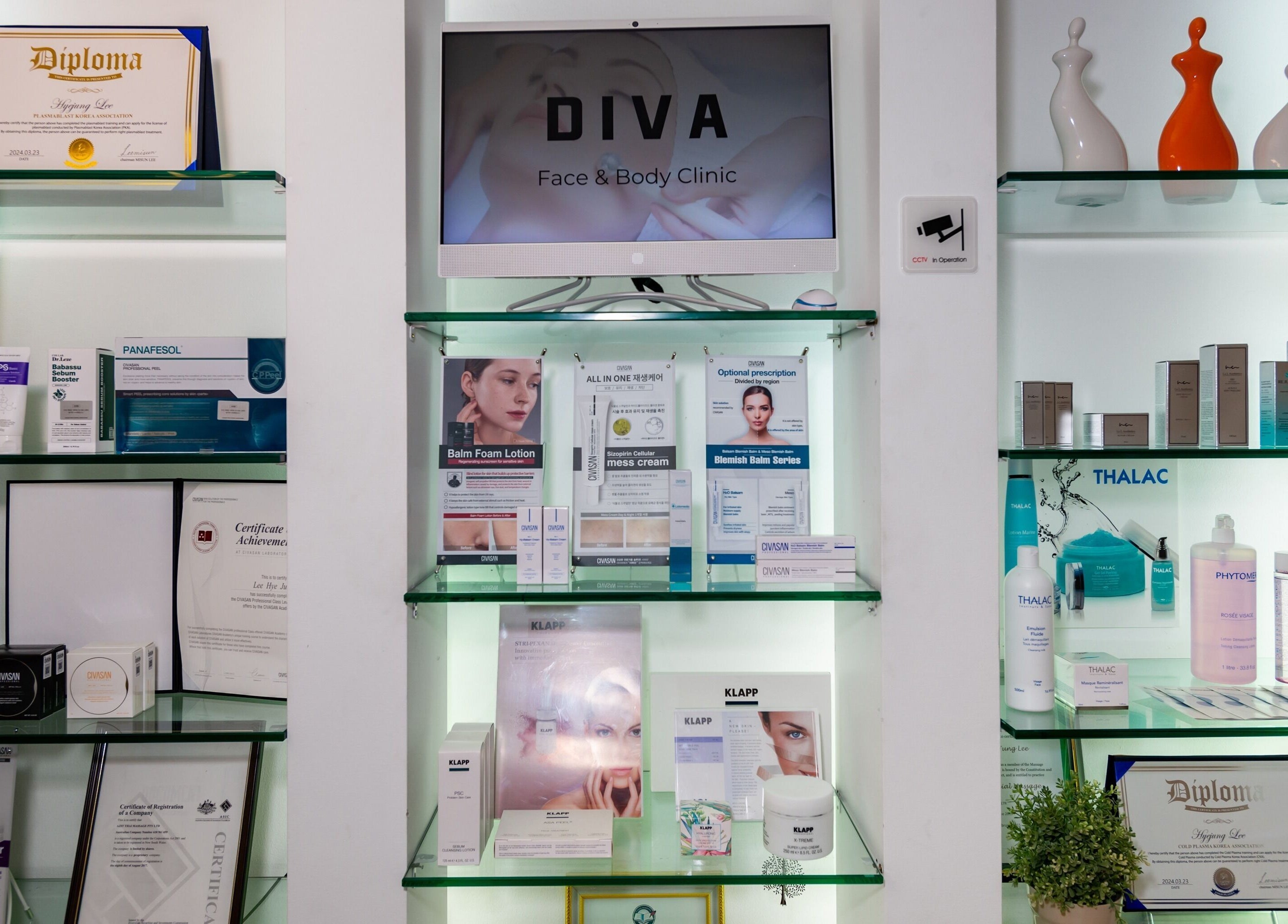 Diva Face and Body Clinic product display highlighting beauty offerings in Strathfield, New South Wales, AU.