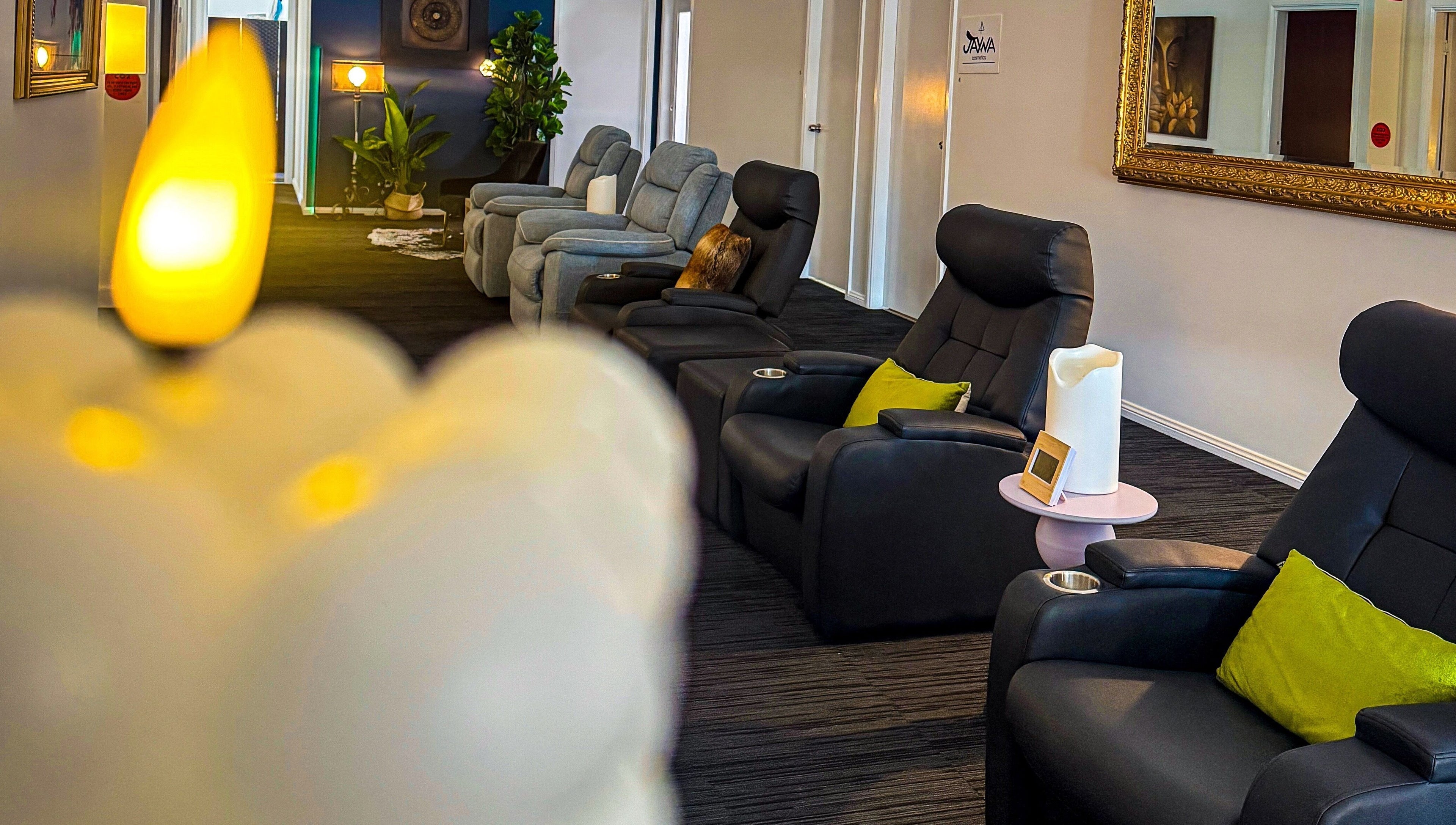 Comfortable seating in a serene area at Jaywa Wellness Centre Dubbo, New South Wales, AU with soft lighting.