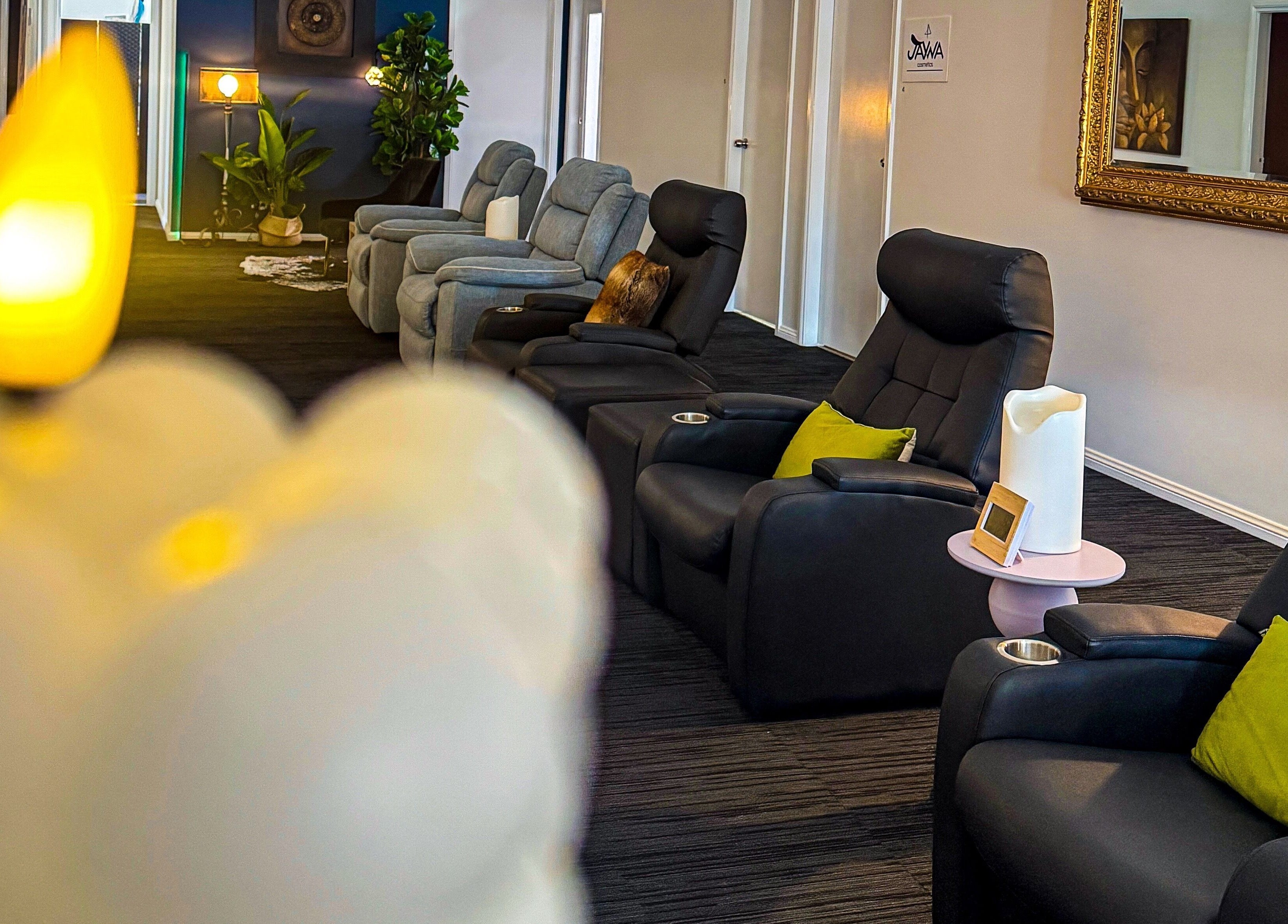 Comfortable seating in a serene area at Jaywa Wellness Centre Dubbo, New South Wales, AU with soft lighting.
