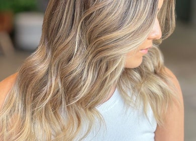 Gorgeous blonde hair styled in soft waves at V•Hair Studio ByVera, Melbourne, Victoria, AU