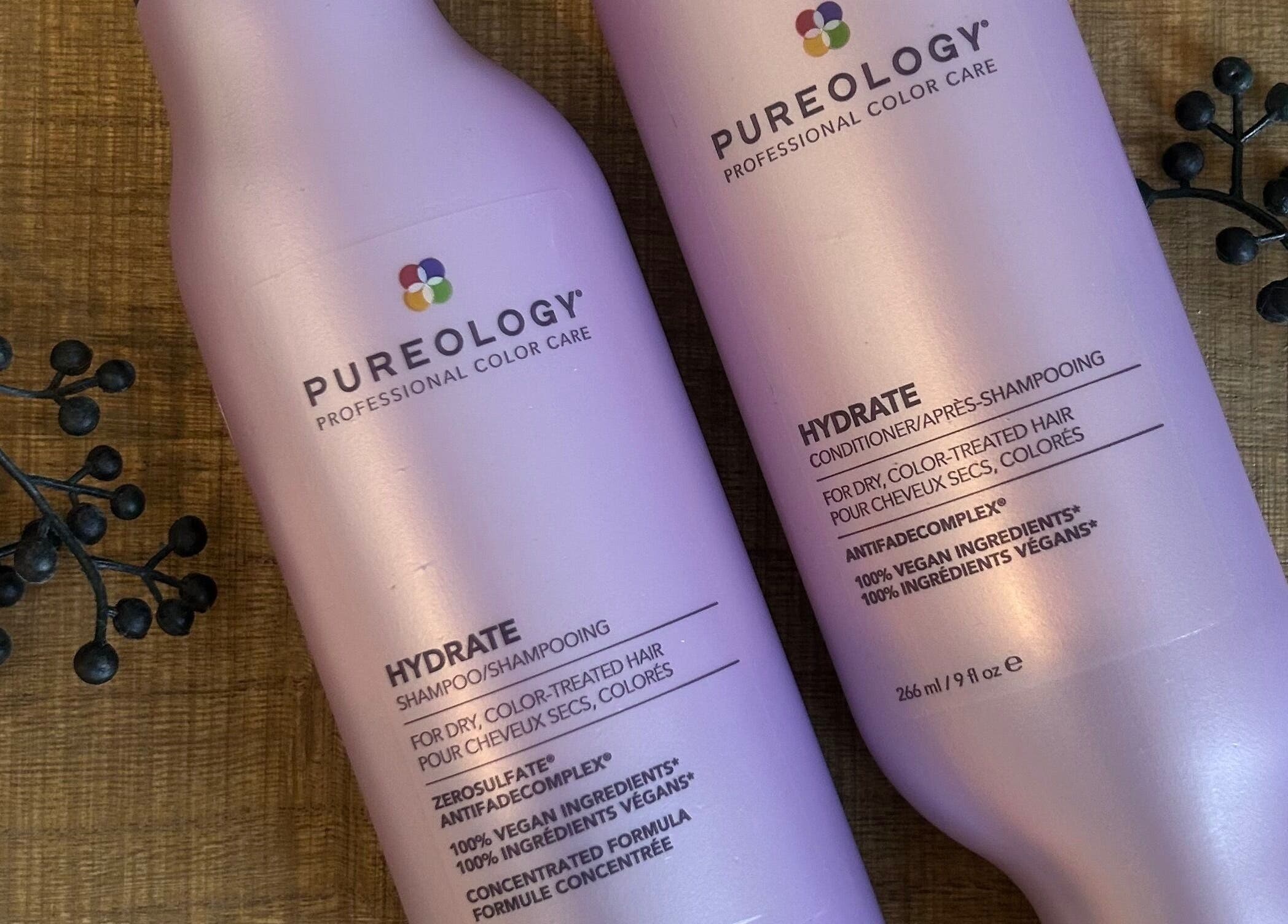 Pureology hair products on display at Couture Hair Studio & Spa, Mitchell, Ontario, CA.
