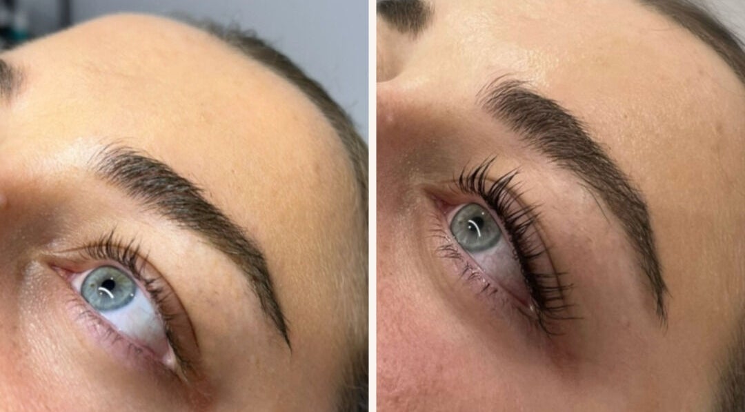 Close-up of lifted eyelashes at Velvet Beauty By Tahlia, Maroochydore, Queensland, AU.