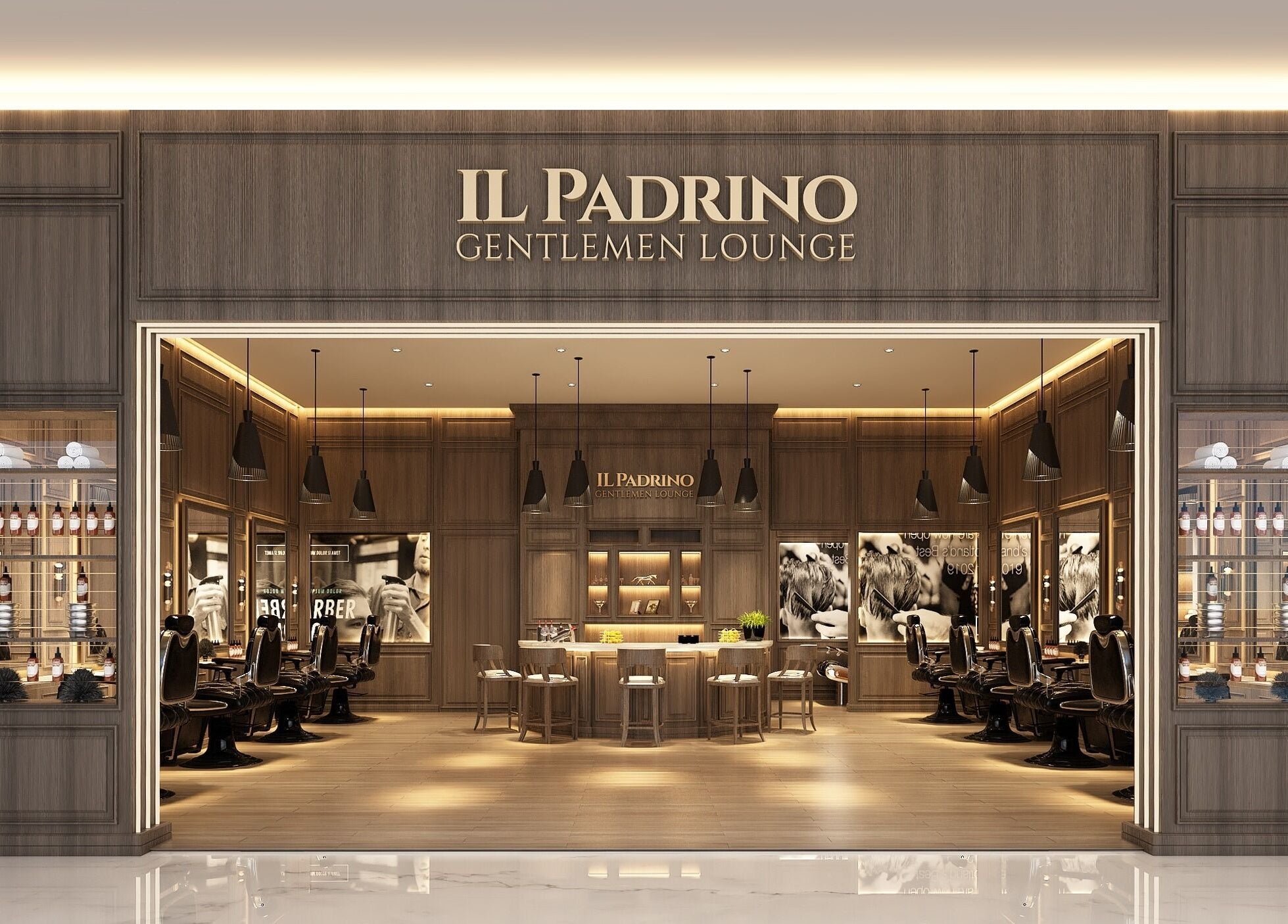 Entrance view of Il Padrino Gentlemen Lounge - Arabian Ranches 3, Dubai, Dubai, AE with luxurious interior.