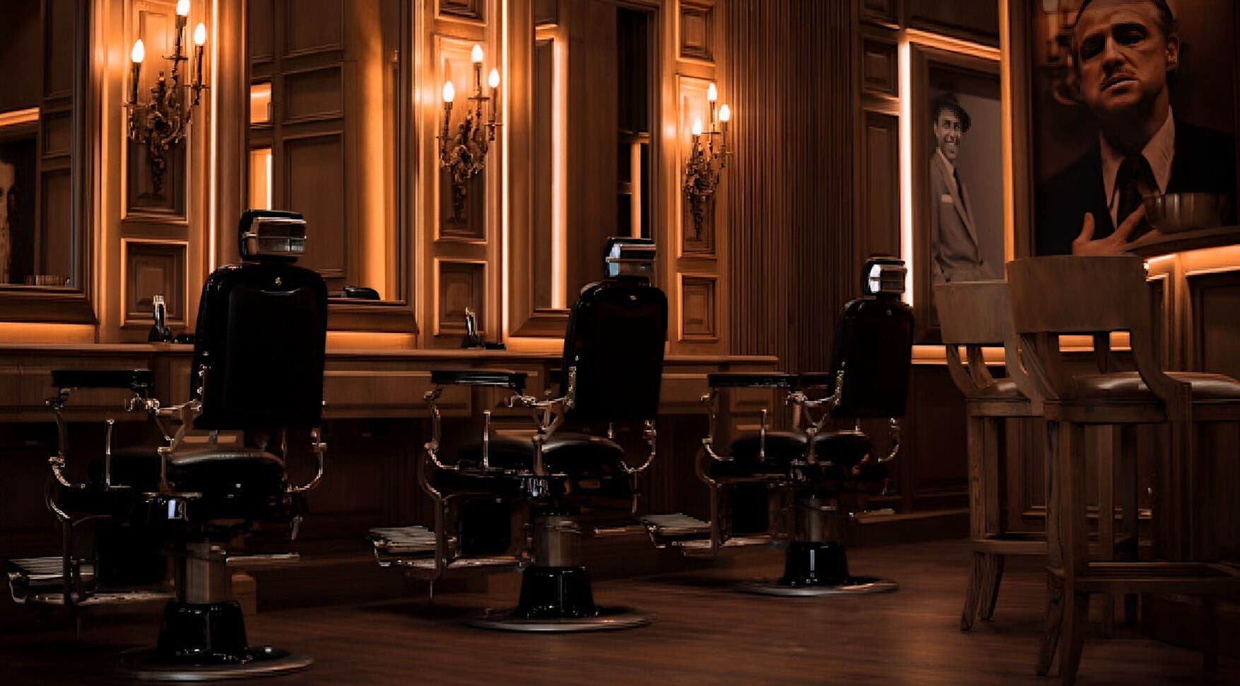 Luxurious interior of Il Padrino Gentlemen Lounge - Al Jada, Sharjah, offering premium grooming in Sharjah, AE.