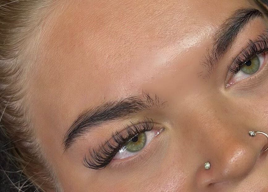 Close-up of expertly styled eyelashes at Lashedbyshoniblair, Stourbridge, England, GB.