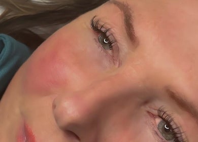 Close-up of elegant lash extensions at Lashedbyshoniblair, Stourbridge, England, GB. Natural look and beauty.