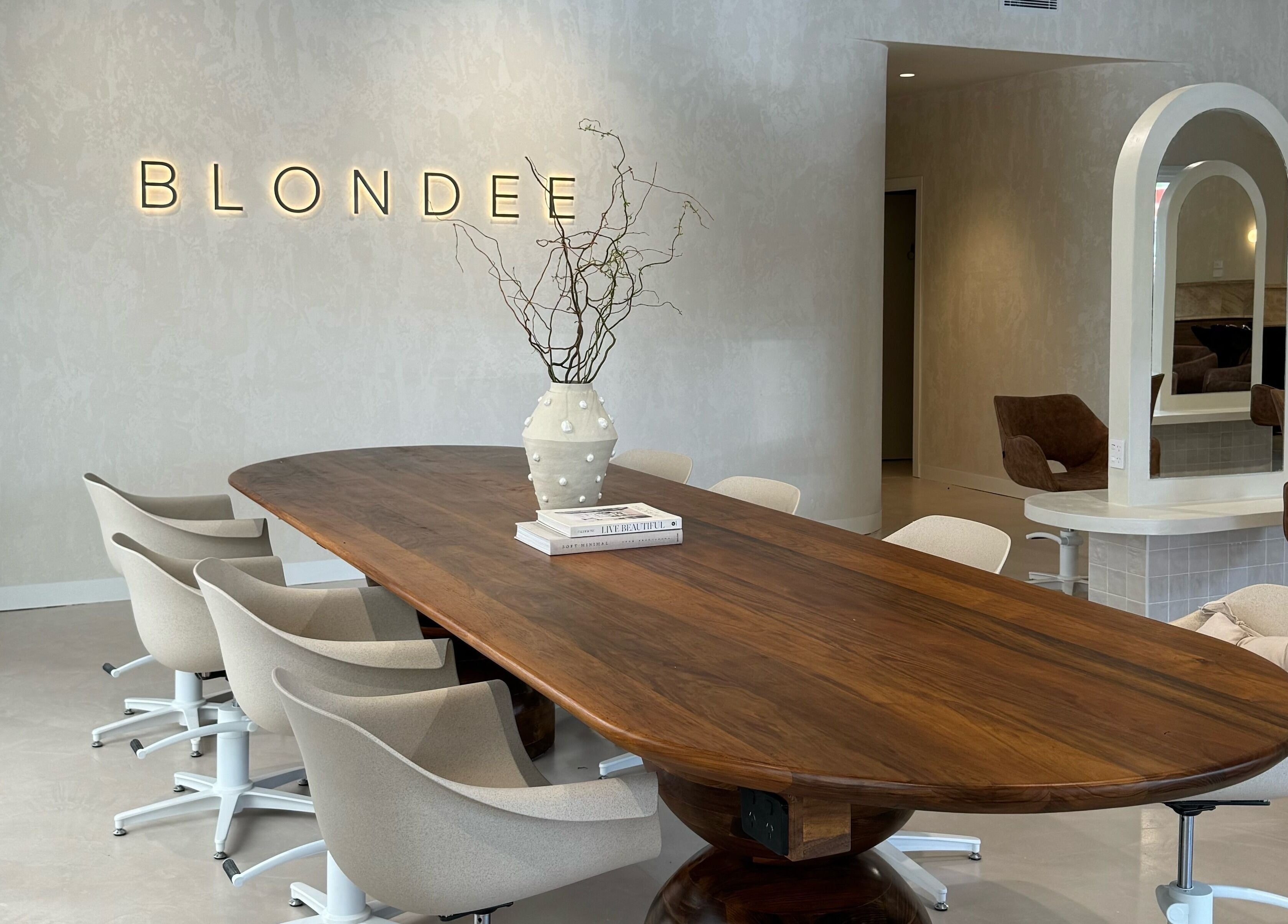 Sophisticated interior of Blondee | Burleigh, Burleigh Waters with elegant chairs and a wooden table.