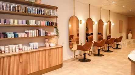 Elegant salon setup at Blondee | Morningside. Modern design, chic chairs, Morningside, Queensland, AU.