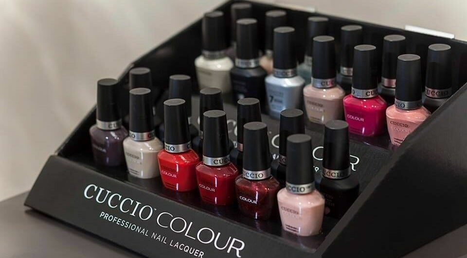 Nail polish selection at Frost Salong, Pärnu, Pärnu Maakond, EE, showcasing vibrant Cuccio colors.