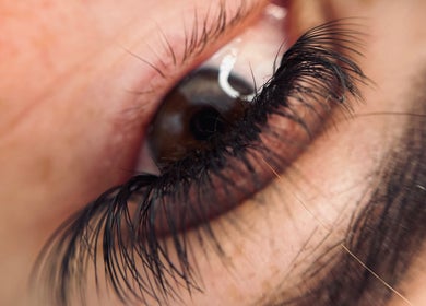 Close-up of beautifully styled lashes at Lenails Beauty Salon, Krugersdorp, Gauteng, ZA.