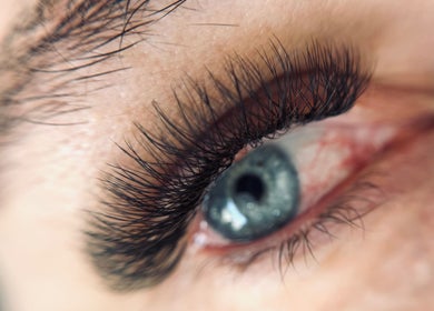 Close-up of elegant eyelash extension at Lenails Beauty Salon, Krugersdorp, Gauteng, ZA.