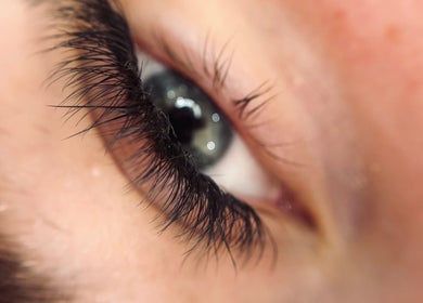 Close-up of expertly enhanced lashes at Lenails Beauty Salon, Krugersdorp, Gauteng, ZA.