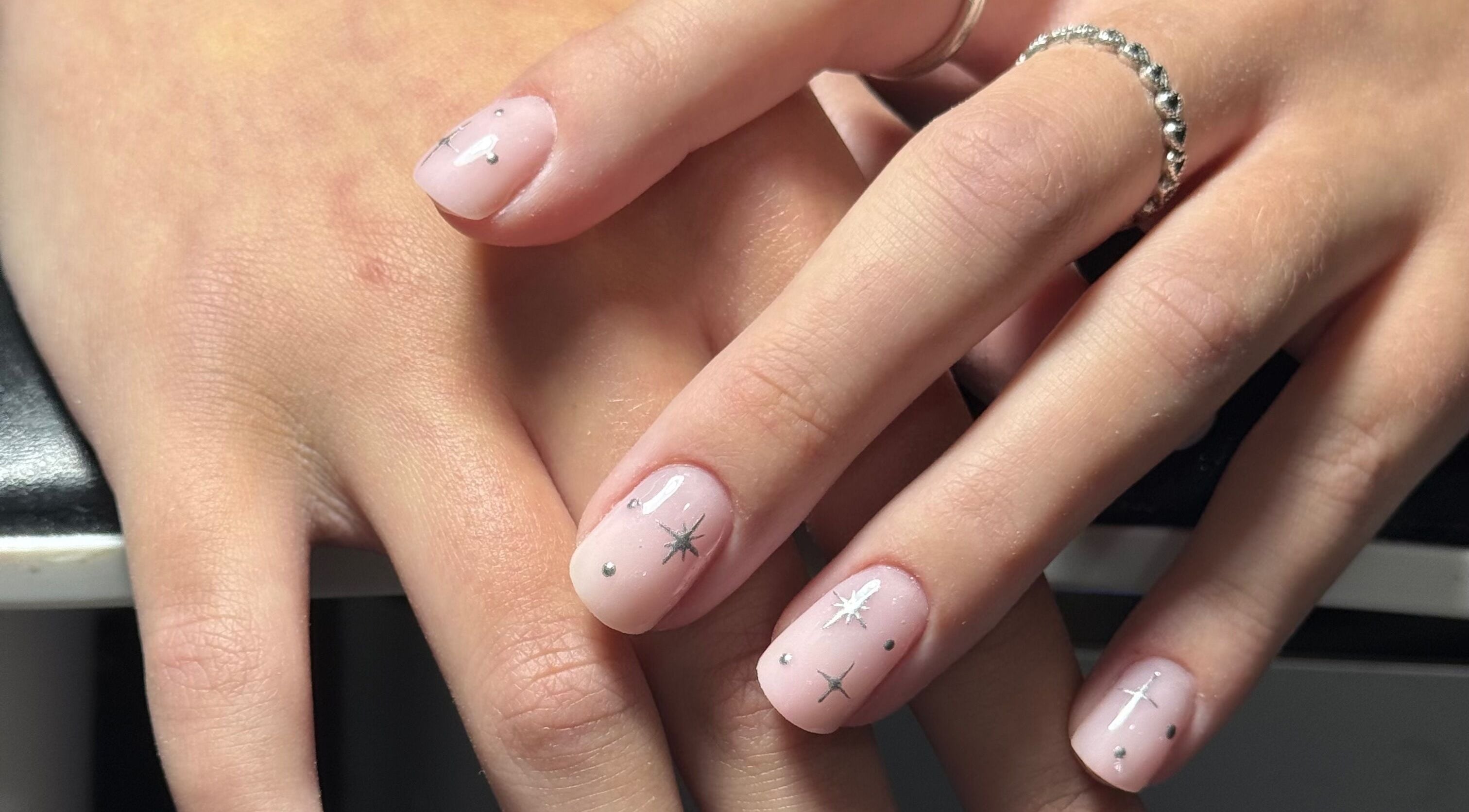 Stylish nail art at The Flying Nail Tech, Middlewich, England, GB showcasing elegant hand designs.