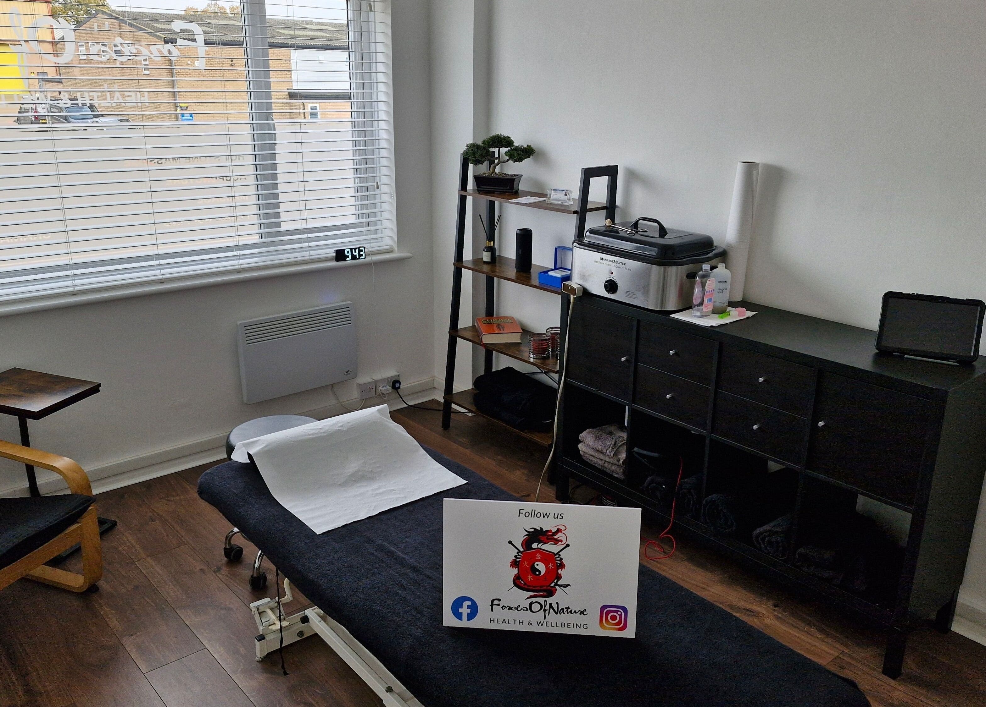 Tranquil therapy room at Clacton clinic Forces of Nature Health & Wellbeing, Clacton-on-sea, England, GB.