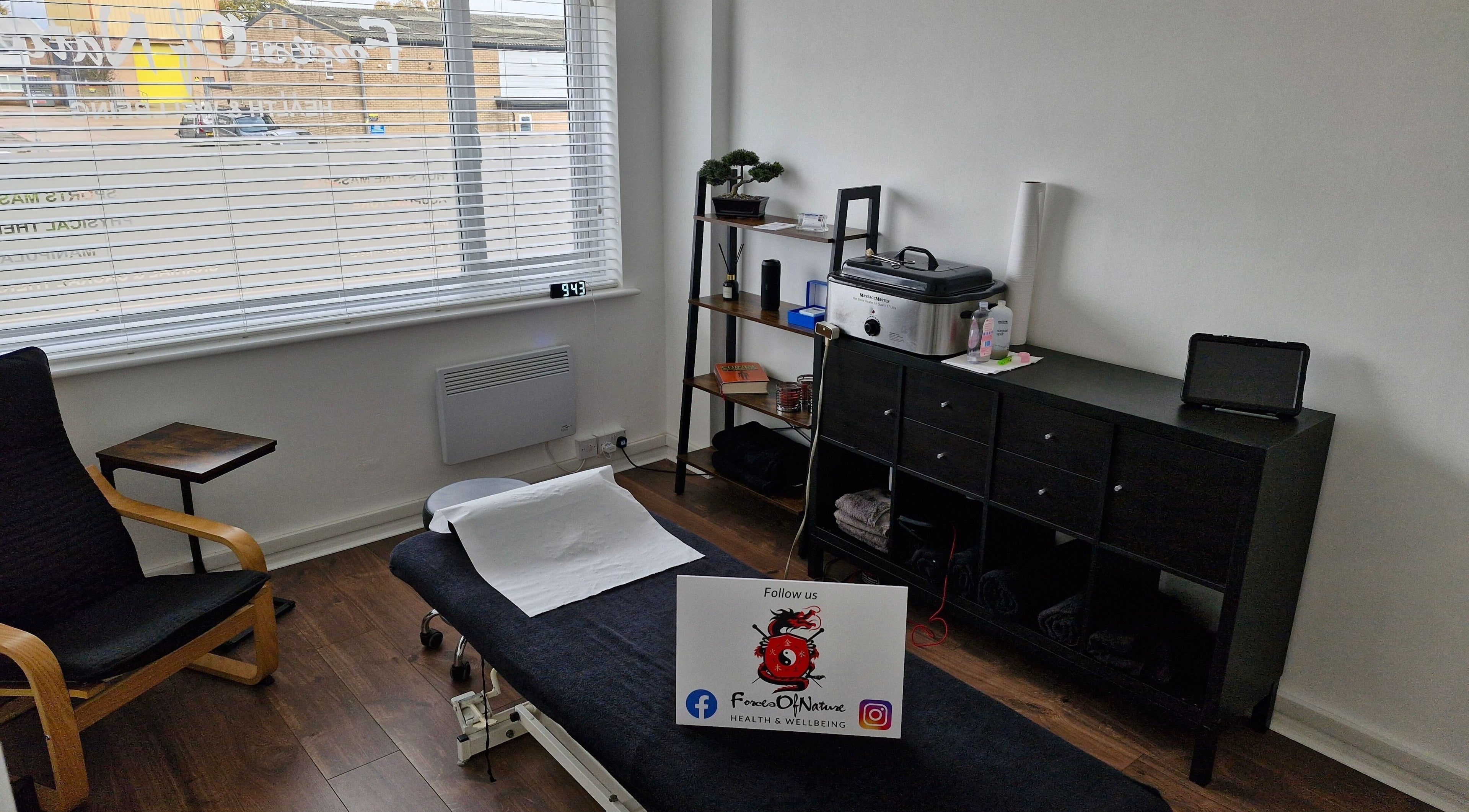 Tranquil therapy room at Clacton clinic Forces of Nature Health & Wellbeing, Clacton-on-sea, England, GB.