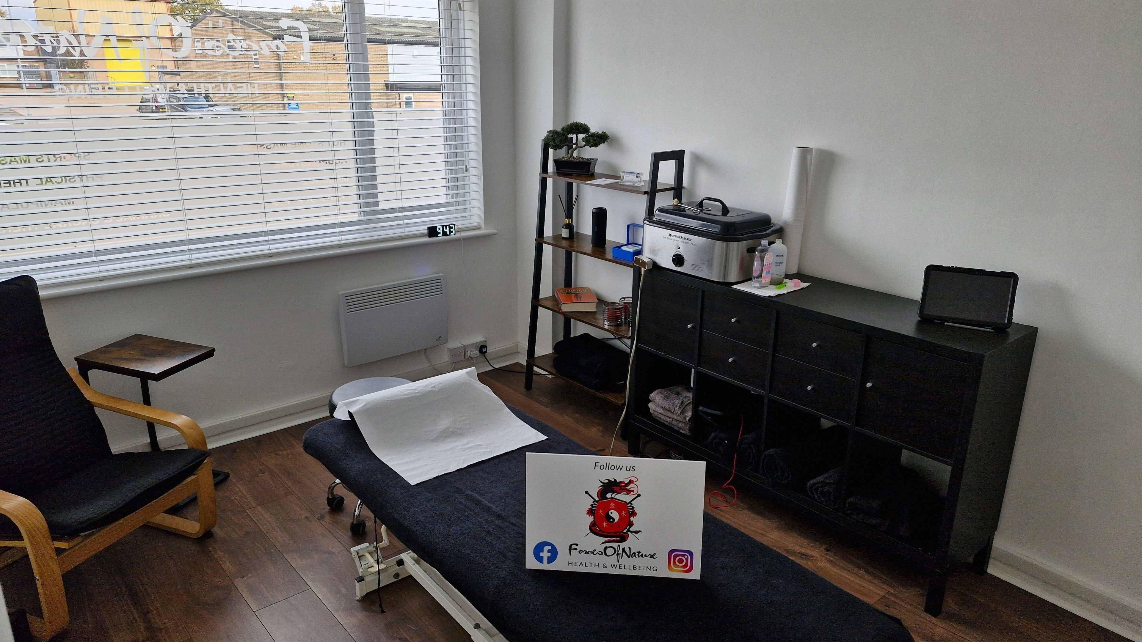 Tranquil therapy room at Clacton clinic Forces of Nature Health & Wellbeing, Clacton-on-sea, England, GB.