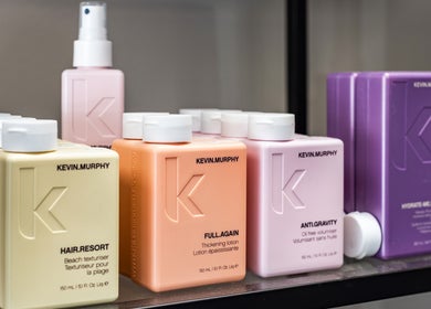 Kevin Murphy hair products on display at Studio Precision Hair Salon, Burlington, Ontario, CA.