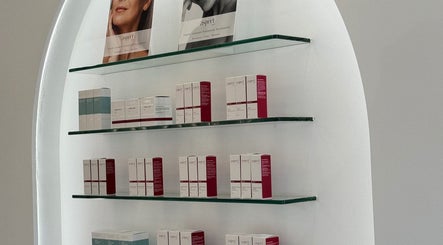 Sophisticated skincare products on glass shelves at Soraya Skin Clinic Prahran, Prahran, Victoria, AU.