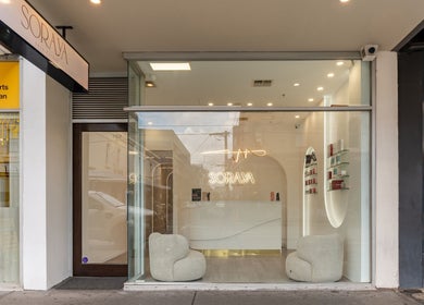 Front view of Soraya Skin Clinic Prahran in Prahran, Victoria, AU featuring minimalist design and signage.