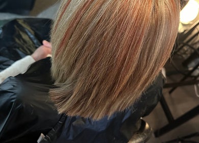 Stylish bob haircut finished at K&R Hair & Nails in Lancaster, England, GB.