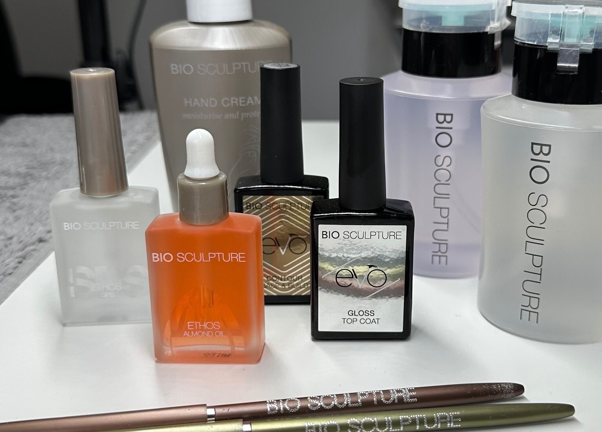 Bio Sculpture nail care products at Njoynails, Stanbridge, England, GB, showcasing premium beauty treatments.