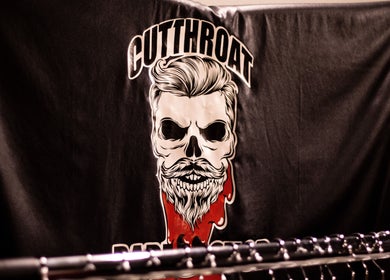 Cutthroat logo featuring a stylized skull on black fabric, Stara Zagora, Stara Zagora, BG.
