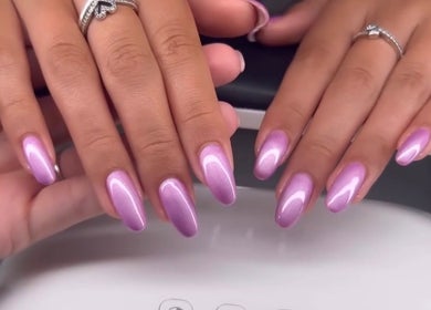 Lavender nails at Geeleigh Beauty Bar, Reading, England, GB showcasing nail art expertise.