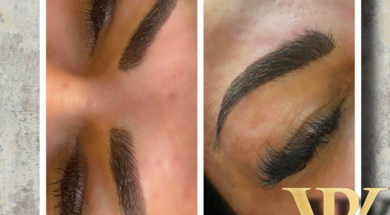 Before and after eyebrow enhancement at Enhancing Faces, Lytham St Annes, England, GB.