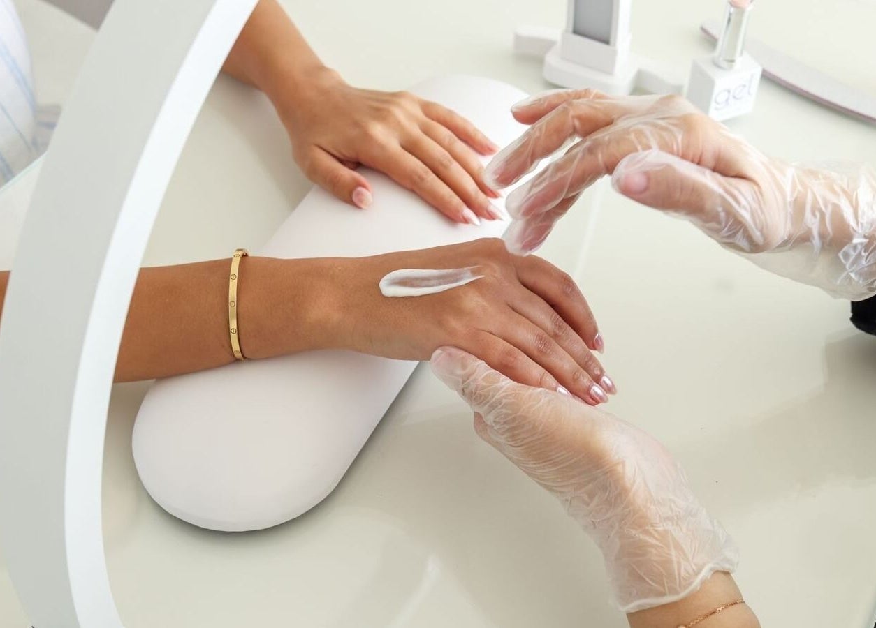 Hand treatment at MYB Lounge & Spa in Al Khobar, Eastern Province, SA. Experience luxury skincare and relaxation.