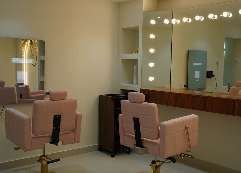 Luxurious salon chairs and mirror at Beauty Experience Ladies Salon in Sharjah, Sharjah, AE.