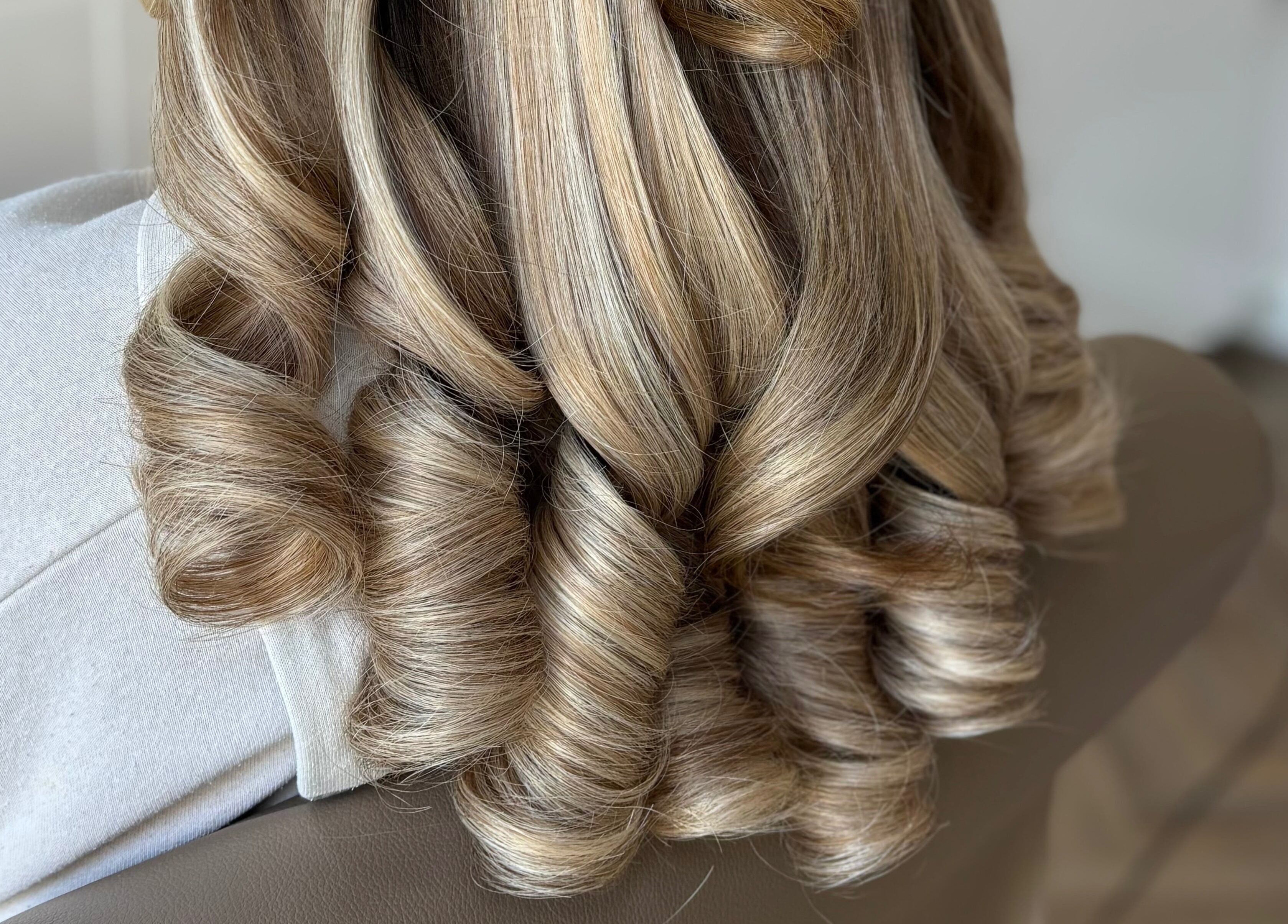 Freshly styled wavy hair at Bouncy Blowbar in Rochford, England, GB.
