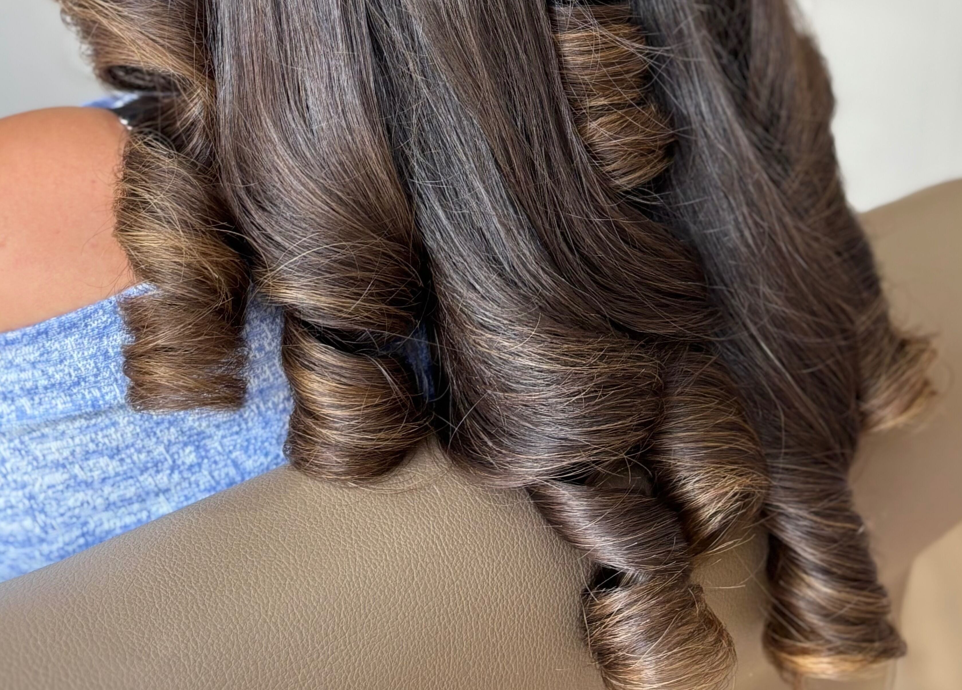 Luxurious curls styled at Bouncy Blowbar in Rochford, England, GB, showcasing stunning hair artistry.