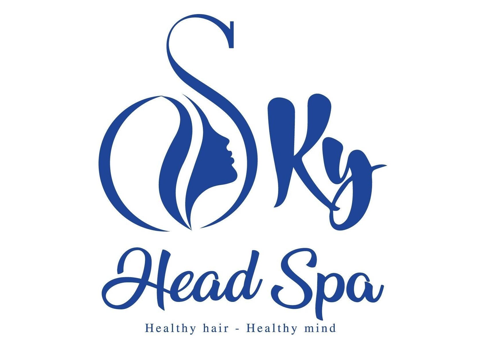 Sky Head Spa logo in blue with elegant font, located in San Jose, California, US.