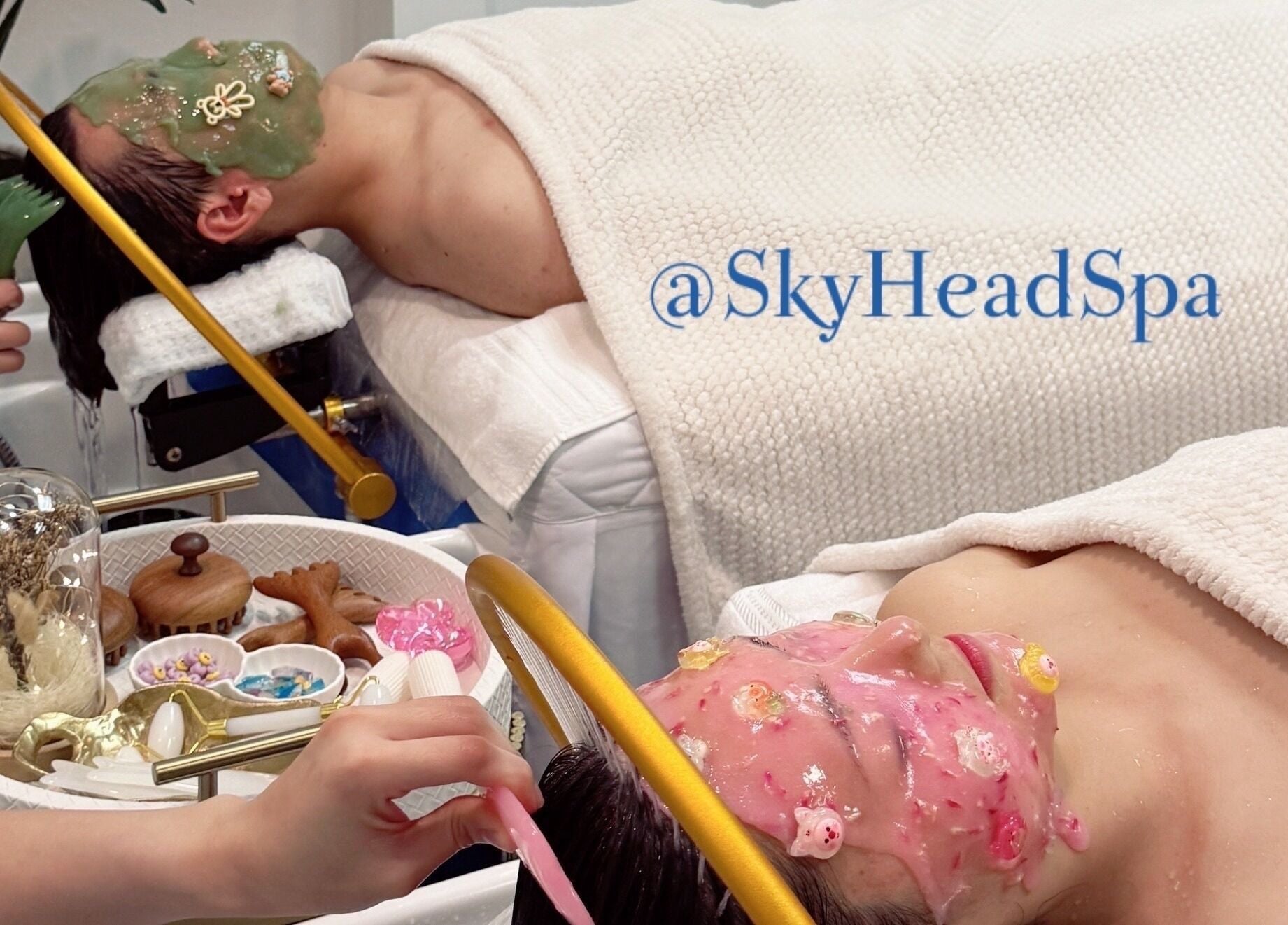 Relaxing facial treatment at Sky Head Spa, San Jose, California, US, showcasing unique spa therapies.