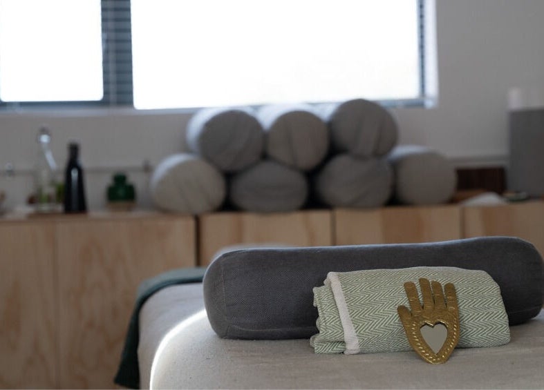 Relaxing massage table setup at Faelt Studio, Birmingham, England, GB, ready for wellness treatments.