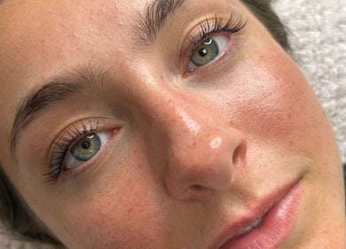 Close-up of styled lashes at Halo Beauty Studio in Letchworth Garden City, England, GB.