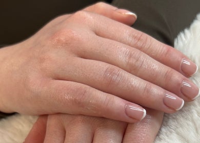 Elegant French manicure at Halo Beauty Studio, Letchworth Garden City, England, GB.
