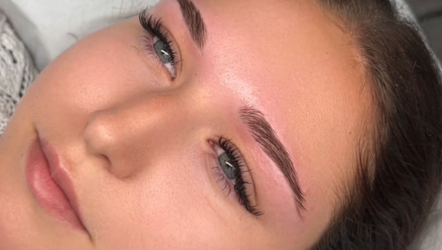 Close-up of expertly shaped eyebrows at Hatfield, Hatfield, England, GB.
