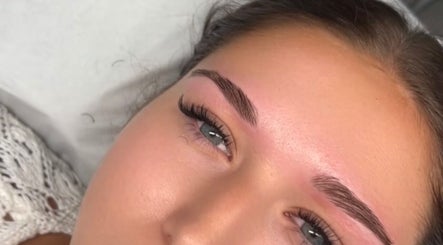 Close-up of expertly shaped eyebrows at Halo Beauty Studio, Letchworth Garden City, England, GB.