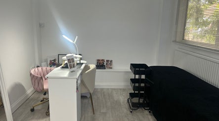 Halo Beauty Studio interior with chic chairs and spa setup in Letchworth Garden City, England, GB.